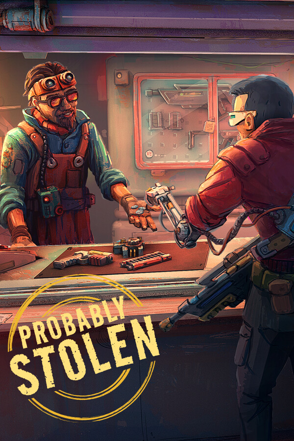 Probably Stolen Cyberpunk Shopkeeper Sim Türkçe yama resmi Steam dikey afişi